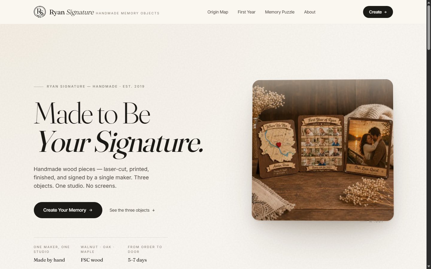 Ryan Signature website shown at its live homepage