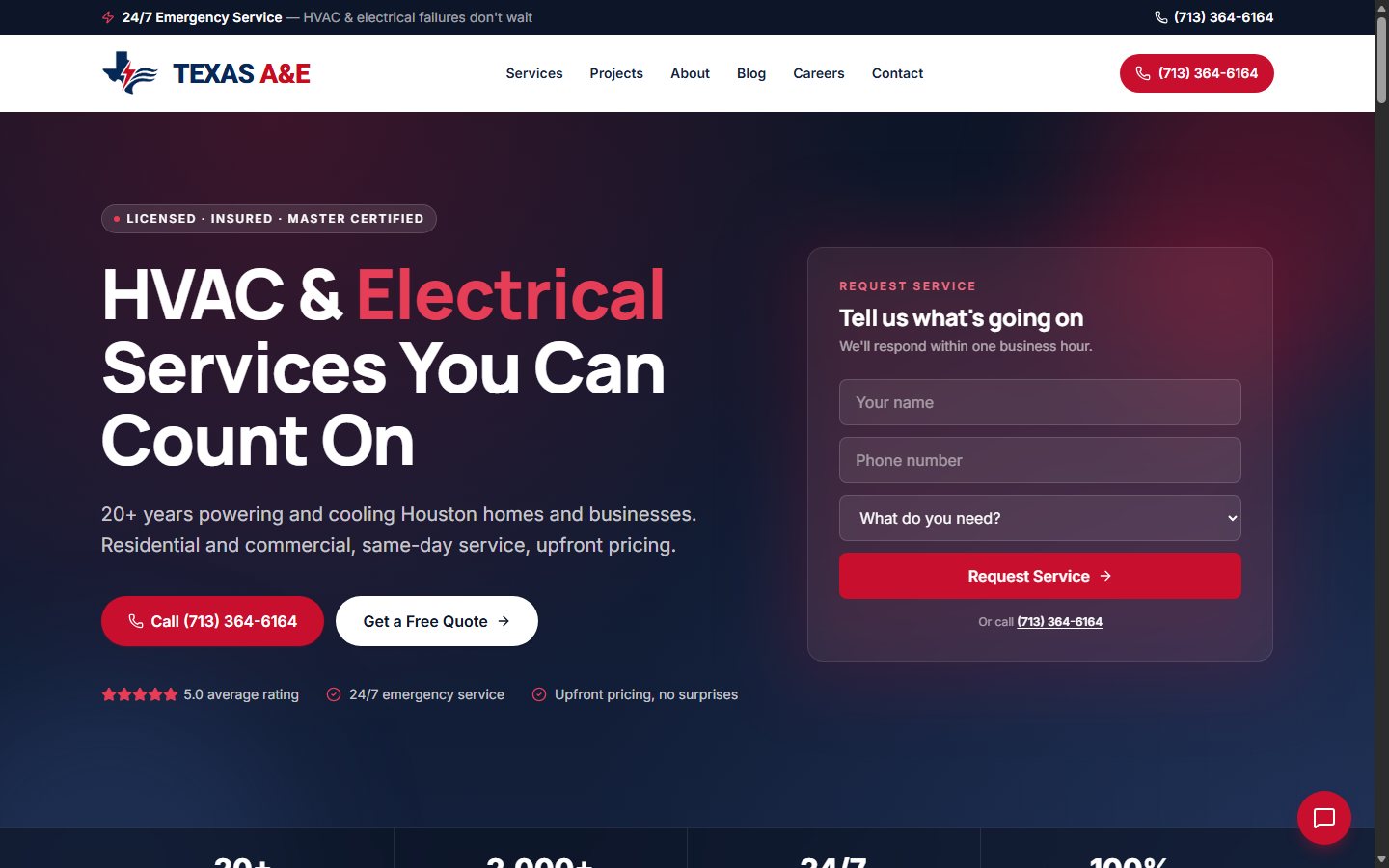 Texas A&E website shown at its live homepage